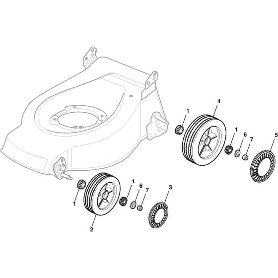 CG 464 TR-T - 2002 - 293616016/02 - Castel Garden Rotary Mower Wheels and Hub Caps Diagram