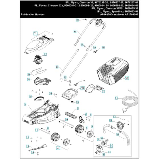 Flymo Chevron 32VC - 2016-12 - Lawn Mower Main Assembly