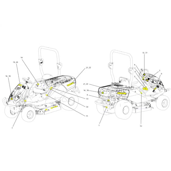 CHEYENNE 26 (KAWASAKI) - 2022 - Oleo-Mac Ride On Mower Labels Diagram