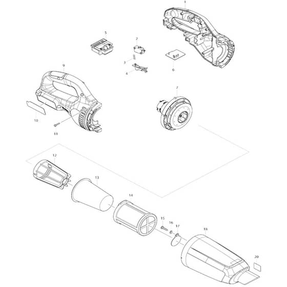 Makita CL183D - Cordless Vaccum Cleaner - Power Tool Diagram