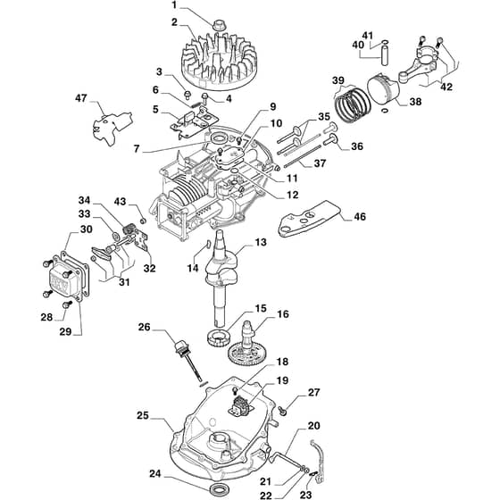 CLASSIC 18S - 2022-2025 - 2L0486047/MC - Atco Rotary Mower Engine Cylinder Diagram