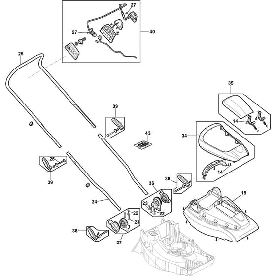 COLLECTOR 136 AE Kit - 2021 - 291342068/ST1 - Stiga Rotary Mower Handle Diagram