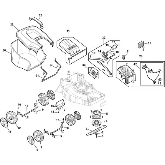 COLLECTOR 136 AE Kit - 2021 - 291342068/ST1 - Stiga Rotary Mower Wheels Blade Motor Grasscatcher Diagram
