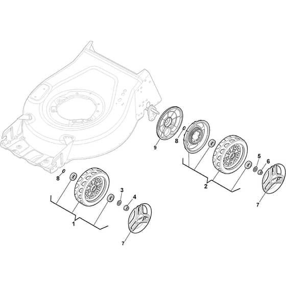 COLLECTOR 48 S AE Kit - 2025 - 2L0482108/ST1 - Stiga Rotary Mower Wheels and Hub Caps Diagram