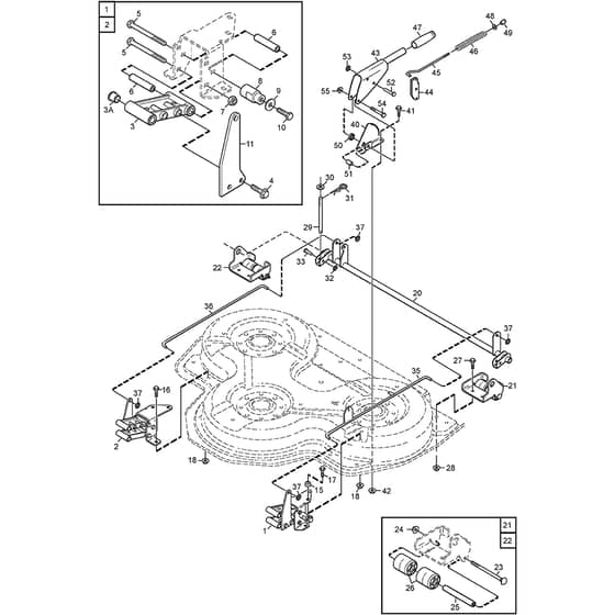 COMBI 100 - 2012-2014 - 13-2977-31 - Stiga Front Mower Deck Controls Diagram