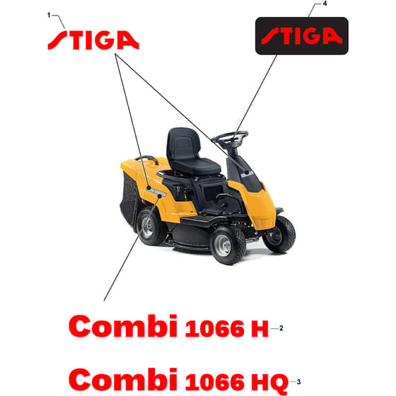 COMBI 1066 HB - 2020 - 2T0060281/ST1 - Stiga Ride On Mower Labels. Diagram