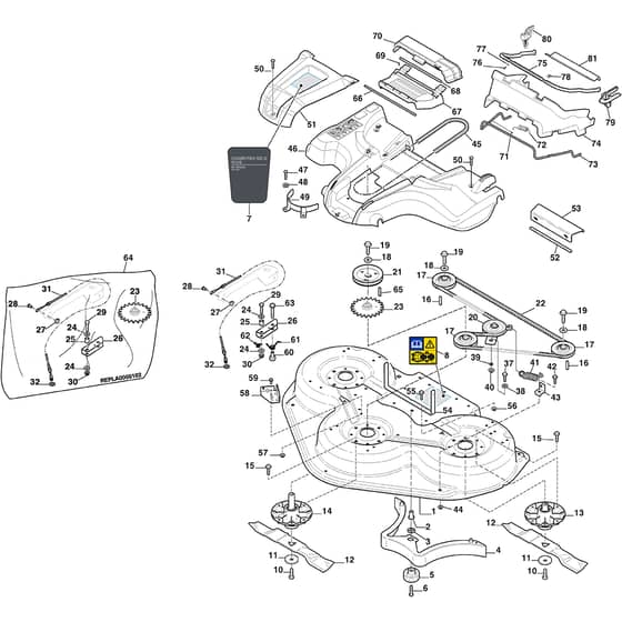 COMBI 125 PRO Q PLUS - 2022-2025 - 2D6312521/ST2 - Stiga Front Mower Cutting Deck Diagram