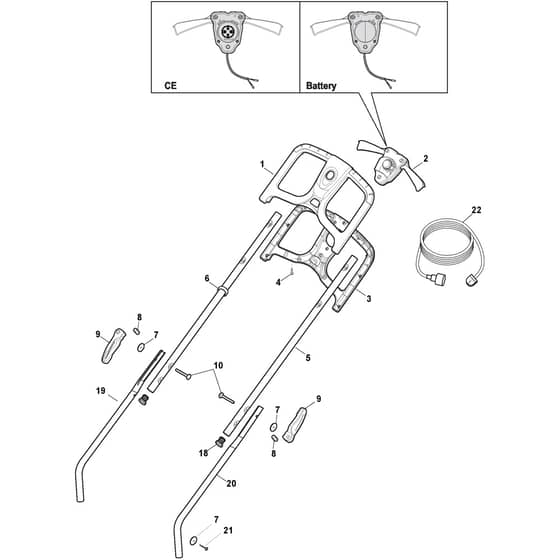 Combi 336c - 2022-2025 - 294340068/ST1 - Stiga Rotary Mower Handle, Upper Part Diagram