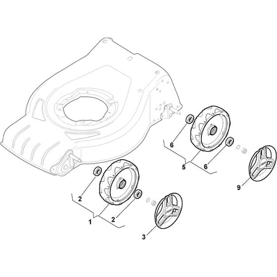 COMBI 43 MAE - 2019-2020 - 295431068/ST1 - Stiga Rotary Mower Wheels and Hub Caps Diagram