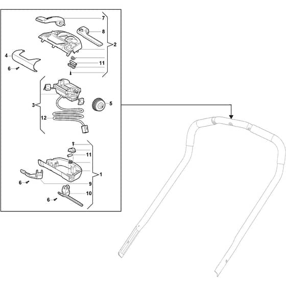 COMBI 43 SQ DAE - 2019 - 2L0433908/ST1 - Stiga Rotary Mower Handle Diagram
