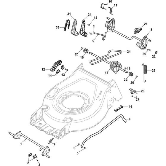 COMBI 48 SQ B - 2019-2024 - 2L0486828/ST1 - Stiga Rotary Mower Deck and Height Adjusting Diagram