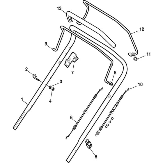 COMBI 48 SQ BW B - 2010 - 299486824/S10 - Stiga Rotary Mower Handle Upper Part Diagram