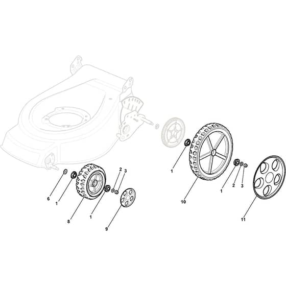 COMBI 53 S BW SILENT - 2010 - 201577044/S10 - Stiga Rotary Mower Wheels and Hub Caps Diagram
