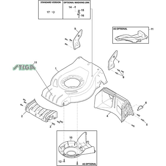 COMBI 53 SEQ - 2019 - 295536648/ST1 - Stiga Rotary Mower Deck Diagram