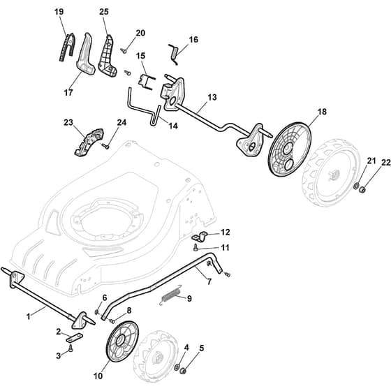 COMBI 53 SQ - 2019-2020 - 295536848/ST1 - Stiga Rotary Mower Deck and Height Adjusting Diagram