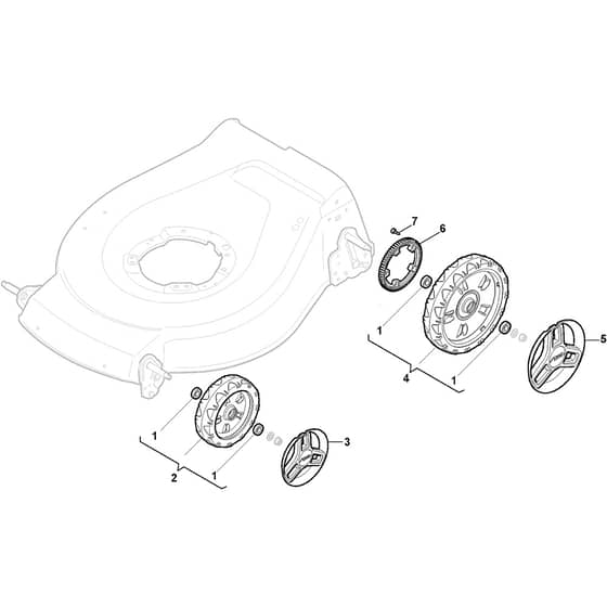 COMBI 53 SQ B - 2014-2015 - 299536828/S14 - Stiga Rotary Mower Wheels and Hub Caps Diagram