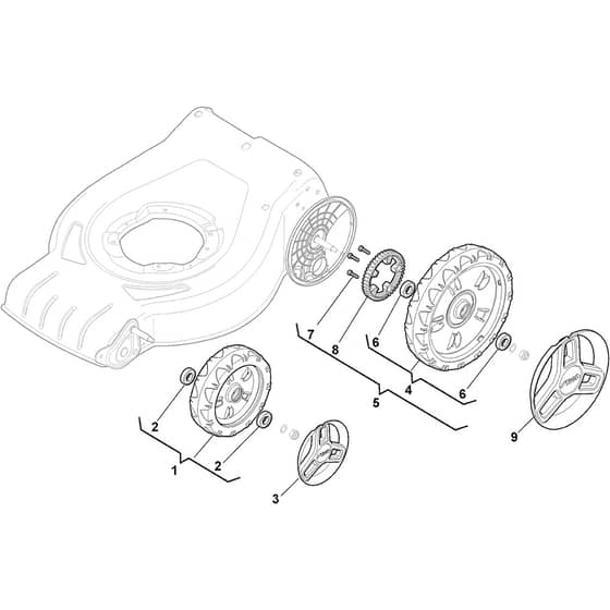 COMBI 53 SQ H - 2019-2020 - 295536838/ST1 - Stiga Rotary Mower Wheels and Hub Caps Diagram
