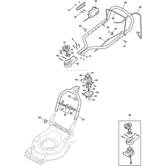 COMBI 548e S - 2025 - 2L0486108/ST1 - Stiga Rotary Mower Handle Diagram