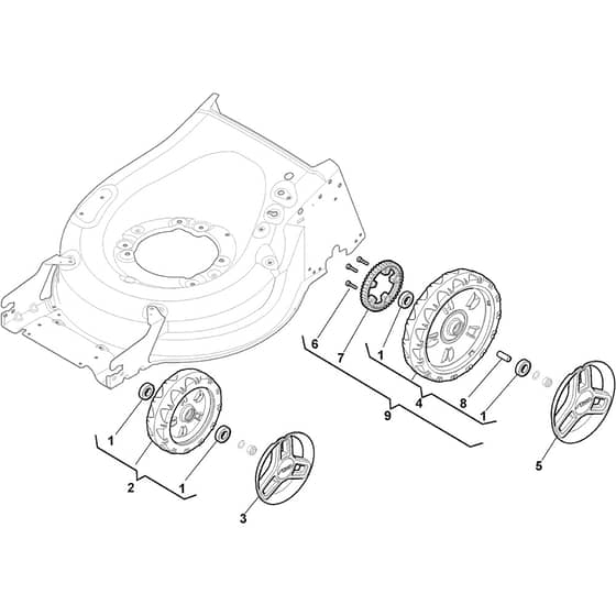COMBI 55 SEQ - 2017-2019 - 294556548/S17 - Stiga Rotary Mower Wheels and Hub Caps Diagram