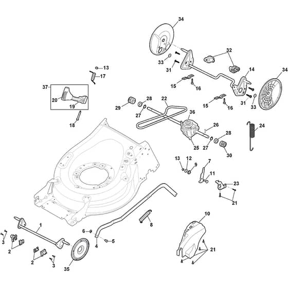 COMBI 55 SQ B - 2017-2022 - 294556828/S17 - Stiga Rotary Mower Deck and Height Adjusting Diagram