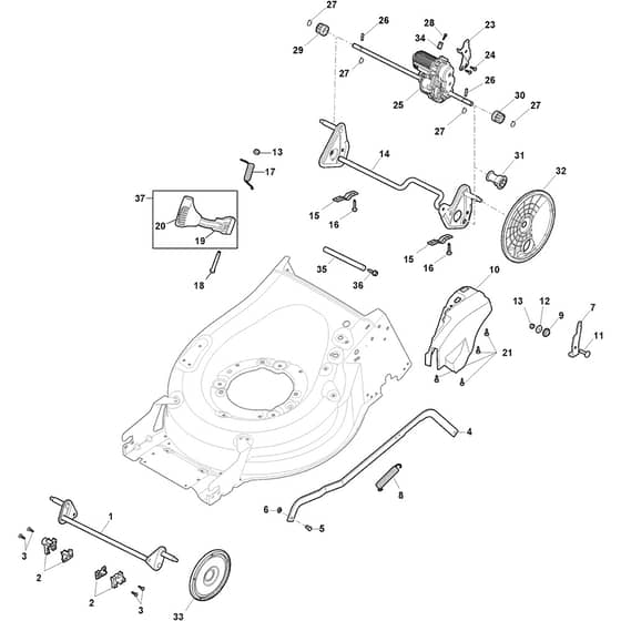 COMBI 950 SQ AE - 2021 - 294507898/ST1 - Stiga Rotary Mower Deck and Height Adjusting Diagram