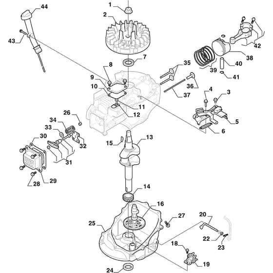 COMBI 955 V - 2022-2025 - 294557848/ST2 - Stiga Rotary Mower Piston Crankshaft Diagram