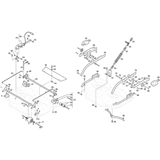 COMBI 95 Q PLUS - 2022-2025 - 2D6209521/ST2 - Stiga Front Mower Deck Controls Diagram