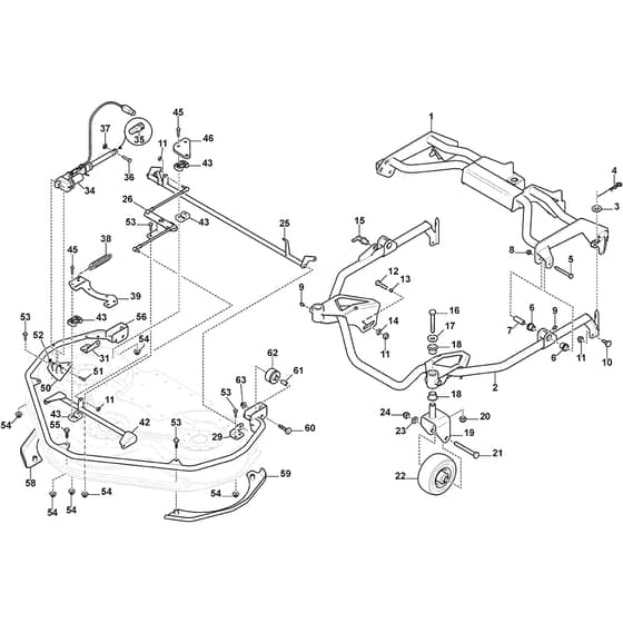 COMBI RM125H - 2011-2018 - 13-7822-24 - Stiga Front Mower Deck Controls Diagram