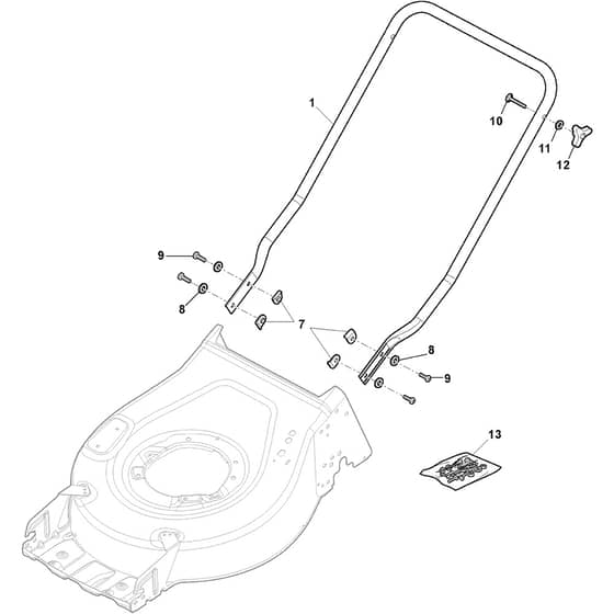 CP1 434-S - 2019 - 2L0432043/19 - Castel Garden Rotary Mower Handle Lower Part Diagram