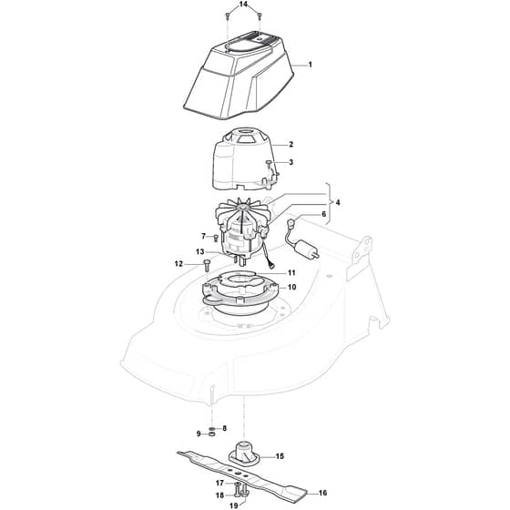 CP1 480 - 2019 - 2L0481093/19 - Castel Garden Rotary Mower Electric Motor/Blade Diagram