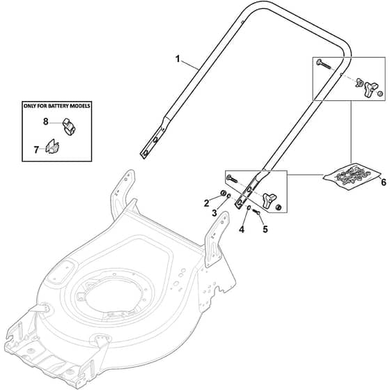 CP1 484 WSVQ-H - 2019 - 2L0487833/19 - Castel Garden Rotary Mower Handle Lower Part Diagram