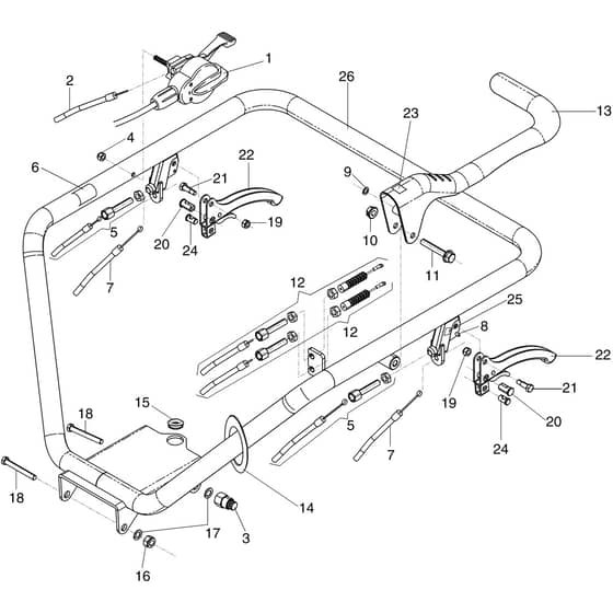 CR 450 - Oleo-Mac Transporter Control box (Handle-bar) Diagram