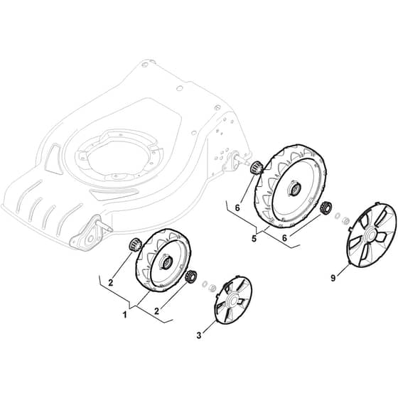 CRL 480 W - 2014 - 295487068/ZE - Castel Garden Rotary Mower Wheels and Hub Caps Diagram