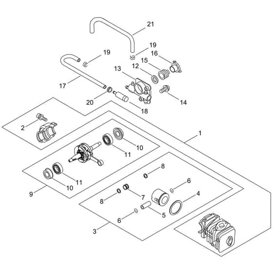 Cylinder, Piston, Crankshaft