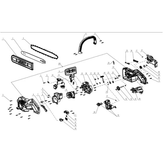 EGO CS1400E - Chainsaw (Version A) Main Assy Diagram
