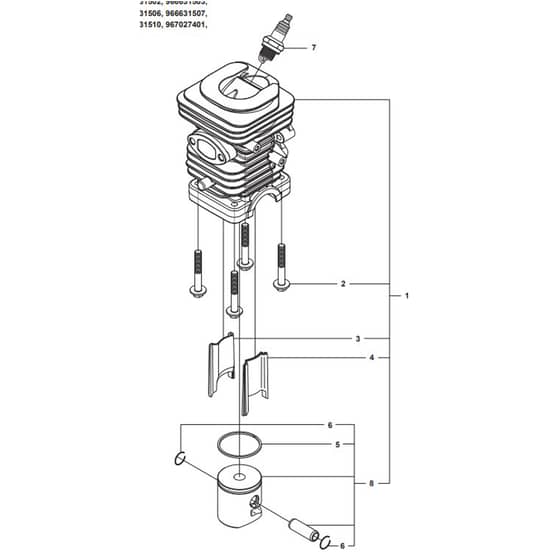 McCulloch CS340 - 966631401 - 2014-10 - Cylinder Piston Parts Diagram