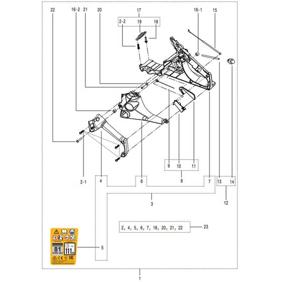 McCulloch CS35S - 2016-08 - Rear Handle Parts Diagram
