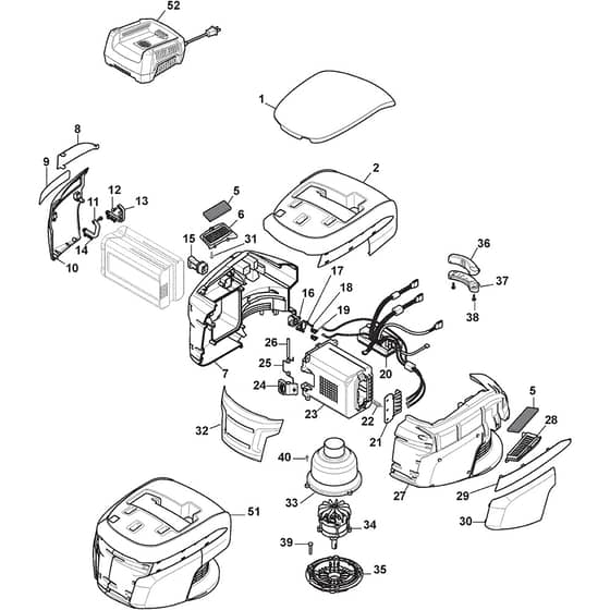 CS 430 Li - 2016 - 295441003/16 - Castel Garden Rotary Mower Battery Motor Assy Diagram