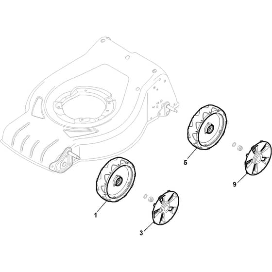 CS 430 Li - 2019 - 295441063/19 - Castel Garden Rotary Mower Wheel and Hub Cap Diagram
