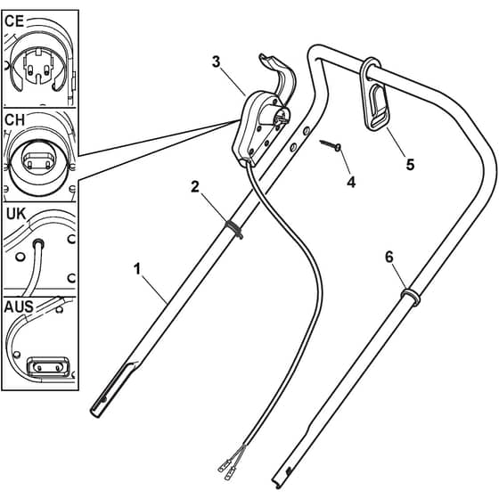 CS 480 - 2014-2019 - 295490663/11 - Castel Garden Rotary Mower Handle Upper Part Diagram