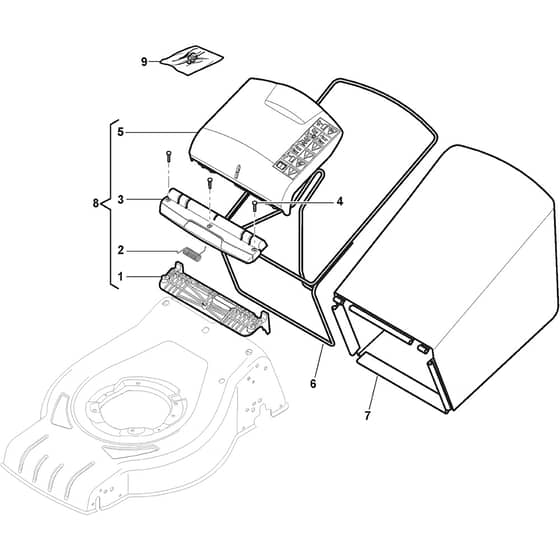 CS 480 Li - 2019 - 295491063/19 - Castel Garden Rotary Mower Grass Catcher Diagram