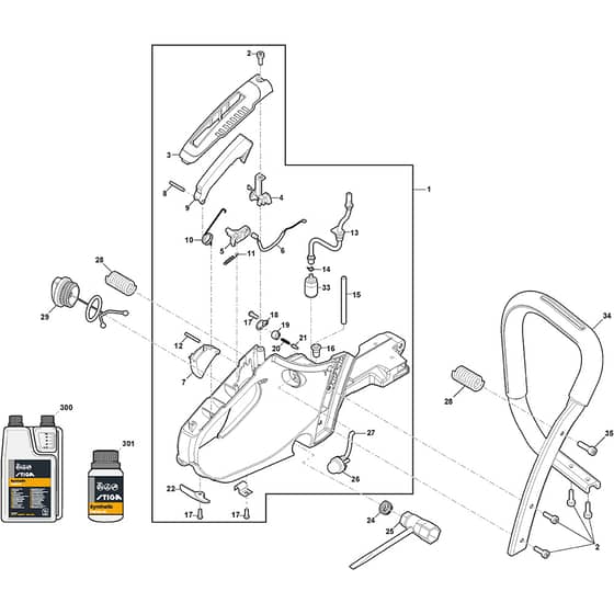 CS 750 - 2022-2025 - 240461802/ST1 - Stiga Chainsaw Housing Diagram