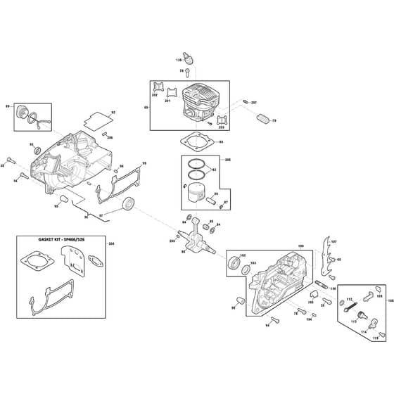 CS 755 (15") - 2022-2023 - 240521502/ST1 - Stiga Chainsaw Cylinder Piston Crankshaft Diagram