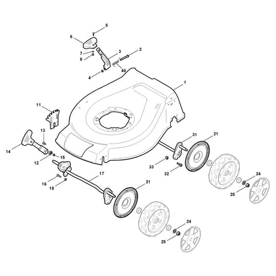 CSC 534-B - 2011-2014 - 295541023/12 - Castel Garden Rotary Mower Deck and Height Adjusting Diagram
