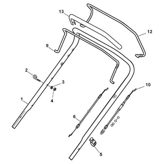 CSC 534 S-B - 2011-2014 - 295542023/12 - Castel Garden Rotary Mower Handle Upper Part Diagram