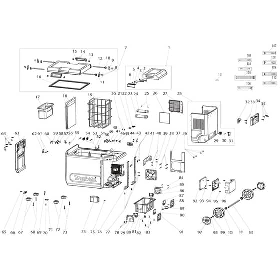 Makita CW004G - Cordless Cooler & Warmer Box - Power Tool Diagram