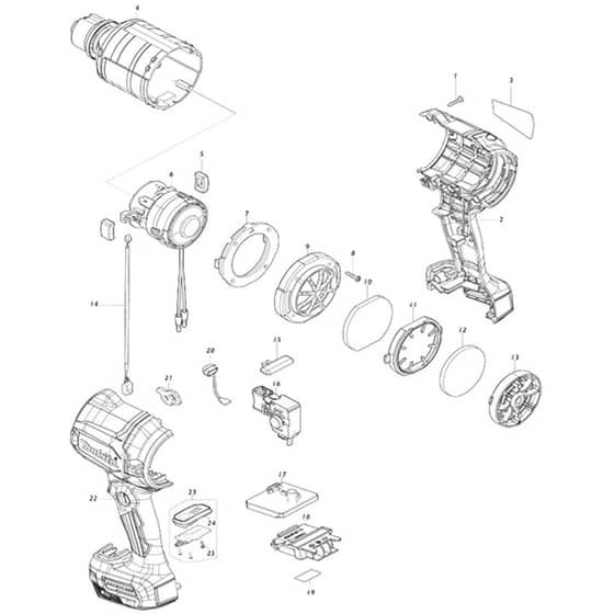 Makita DAS180 - Cordless Dust Blower - Power Tool Diagram
