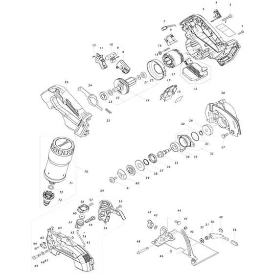 Makita DCC501 - 125mm Cordless Cutter - Power Tool Diagram