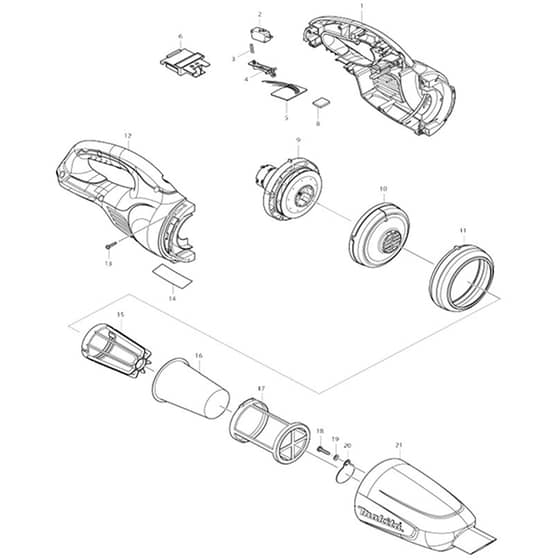 Makita DCL180 - Cordless Cleaner - Power Tool Diagram