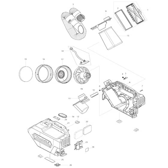 Makita DCL184 - Cordless Cleaner - Power Tool Diagram